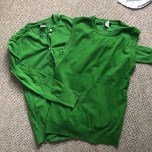 J. Crew Green Jackie O Sweater Set